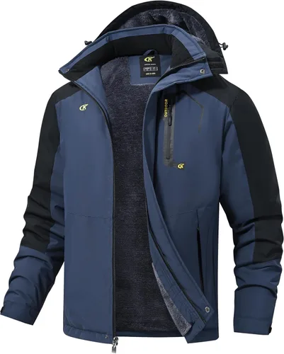 Vista 3 de Tyhengta Chaquetas de esquí impermeables para hombre, abrigos de invierno, chaqueta de nieve ajustable, cortavientos de forro polar, rompevientos