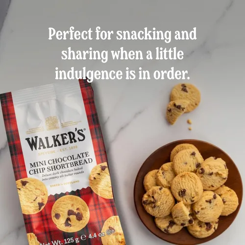 Vista 4 de Walker's Shortbread - Mini galletas con chispas de chocolate, galletas de mantequilla pura, 4.4 onzas (paquete de 6)