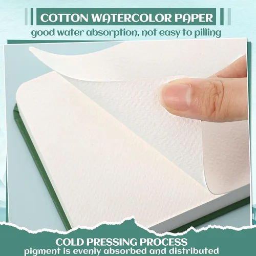 Vista 3 de 40 hojas de cuaderno de acuarela 4x6 pulgadas, papel de acuarela de 140 lb/300 GSM para bocetos de acuarela, papel de acuarela prensado en frío