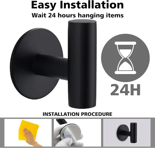 Vista 4 de Bntuk Ganchos adhesivos resistentes para pared, de acero inoxidable, impermeables, para colgar en la pared, ganchos para colgar toallas de baño