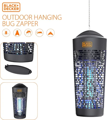 Vista 3 de BLACK+DECKER - Exterminador de insectos para exteriores, trampa eléctrica UV para insectos, matamoscas, mosquitos, jejenes y otras plagas voladoras