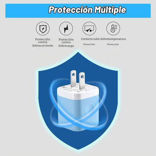 Vista 5 de X-EDITION Cargador de pared USB, paquete de 4 unidades de 2.1 A de doble puerto USB, adaptador de corriente, enchufe de carga, bloque de carga, cubo