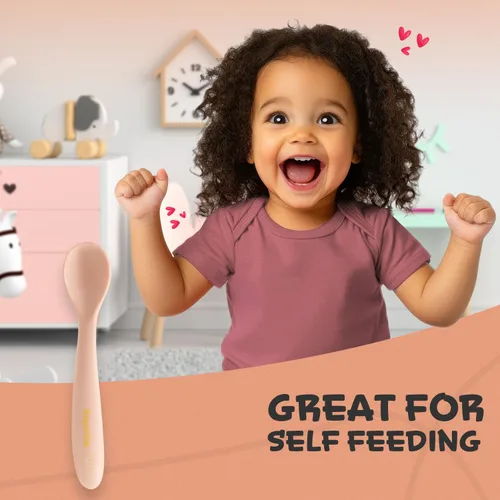 Vista 3 de Cucharas de silicona para bebés de 6 meses o más, cucharas para niños pequeños con punta suave, sin BPA, aptas para microondas y resistentes al