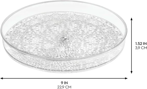 Vista 2 de iDesign The Rain Collection Lazy Susan Organizador Giratorio, 9" x 9" x 1.5", Transparente Transparente, 1.5 pulgadas de altura