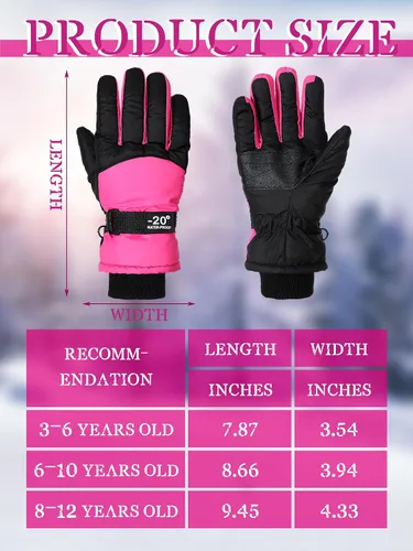 Vista 3 de SATINIOR 2 pares de guantes de nieve impermeables para niños, guantes de esquí para niños y niñas, guantes de snowboard cálidos y gruesos para clima