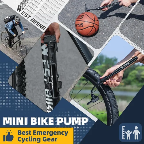 Vista 7 de Bomba de bicicleta Mini bomba de bicicleta – Bomba de ciclo de aleación de aluminio para válvula Presta y Schrader, bomba de neumáticos de bicicleta