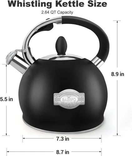 Vista 7 de Hervidor de té de acero inoxidable, tetera de té, tetera silbante vintage para estufa, duradera y resistente al óxido, con un soporte para olla