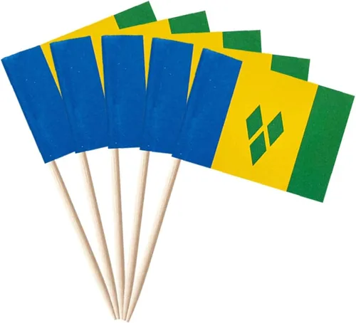 Vista 42 de stidsds 100 banderas de Antigua y Barbuda con palillos de dientes de Antigua y Barbuda, mini adornos pequeños para cupcakes de Antigua y Barbuda