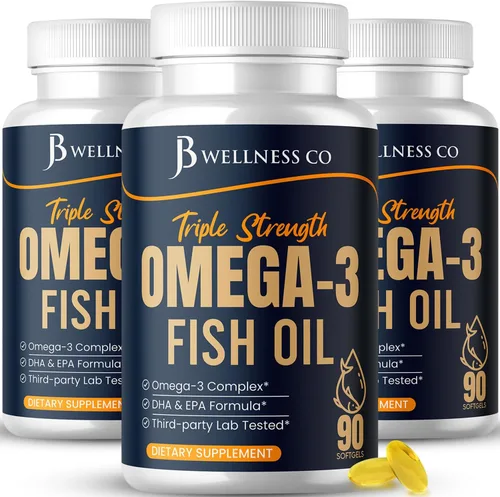 Vista 8 de Aceite de pescado Omega 3 Triple Strength 3750 mg - EPA y DHA - Más de 3000 mg de ácidos grasos omega-3 - 1350 mg EPA + 900 mg DHA - Los mejores