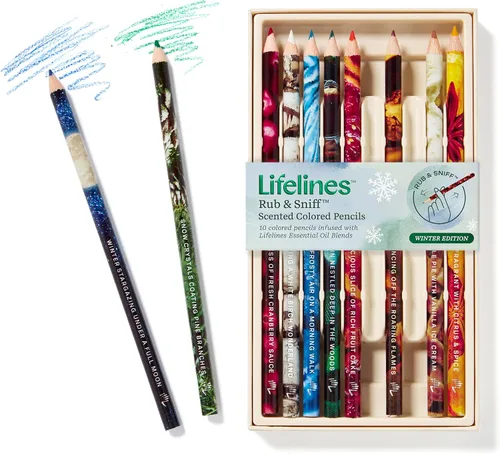 Vista 7 de Lifelines Lápices de Colores Perfumados, Paquete de 10 Paleta Clásica - Juego de Lápices de Colores para Frotar y Oler Infundidos con Mezclas