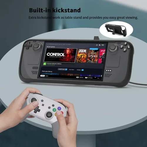 Vista 5 de Wedorat Protective Case for Steam Deck with Small Stand, Silicone Soft Cover Protector, Shockproof Anti-Scratch Anti-Collision Accessories Skin