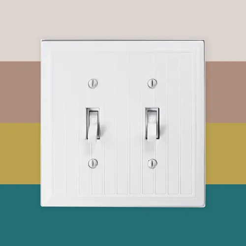 Vista 8 de Questech Cubierta de interruptor de luz, placa de pared doble basculante para enchufes eléctricos, placa de interruptor GFCI de 2 cuadras