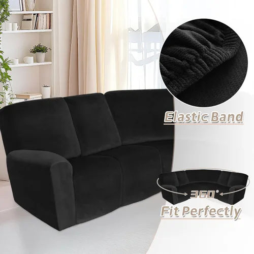 Vista 301 de Arfntevss Fundas de sofá seccional reclinable de terciopelo, Funda de sofá seccional de esquina para sofá reclinable, Funda elástica suave