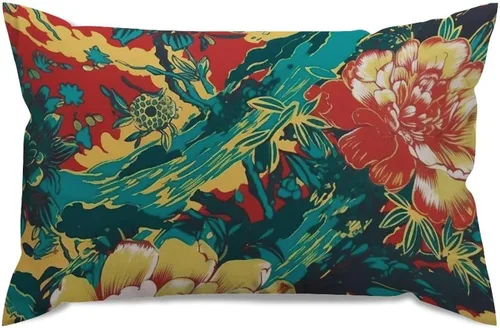 Vista 8 de ArogGeld Funda de almohada blanca con flores chinoiserie, funda de almohada para sofá, diseño floral verde y blanco, funda de almohada de lino A-12