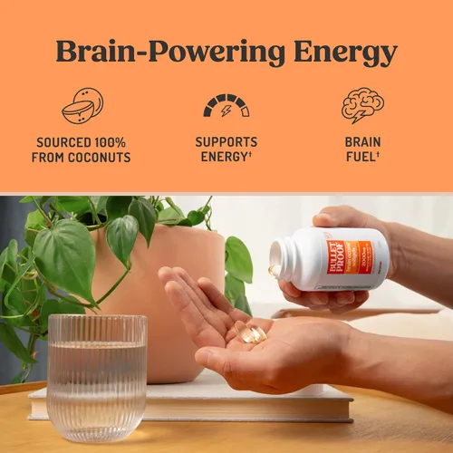Vista 3 de Bulletproof Cápsulas blandas de octano cerebral, 60 unidades, aceite puro C8 MCT para energía sostenida