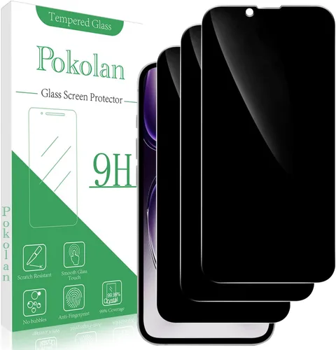 Vista 12 de Pokolan Paquete de 3 protectores de pantalla de privacidad para iPhone 11 Pro, iPhone X, iPhone XS (5.8 pulgadas), vidrio templado antiespía Negro