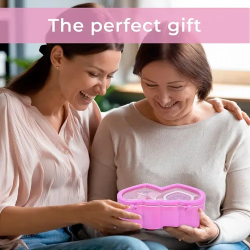 Vista 6 de Shop LC Heart Pink Musical Travel Jewelry Box Organizer Double Tray Dancing Ballerina Jewelry Small Case Memory Box Birthday Gifts for Daughter
