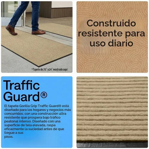 Vista 3 de GORILLA GRIP Traffic Guard - Tapete resistente para interiores y exteriores Beige