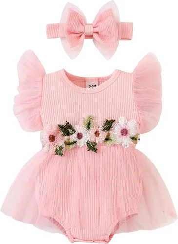 Vista 15 de Mameluco para bebé y niña, ropa floral para el verano, traje de verano
