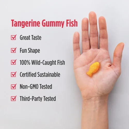 Vista 4 de Nordic Naturals Nordic Omega-3 Gummy Fish, Tangerine – 30 Gummy Fish – 124 mg de Omega-3 total con EPA y DHA – Sin OMG – 30 porciones