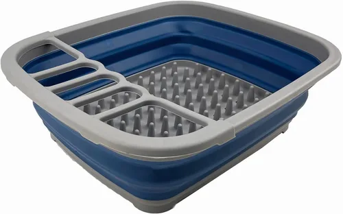 Vista 3 de SAMMART Escurridor de platos de plástico plegable de 8 litros (2.11 galones), estante de secado plegable, organizador de vajilla portátil, bandeja