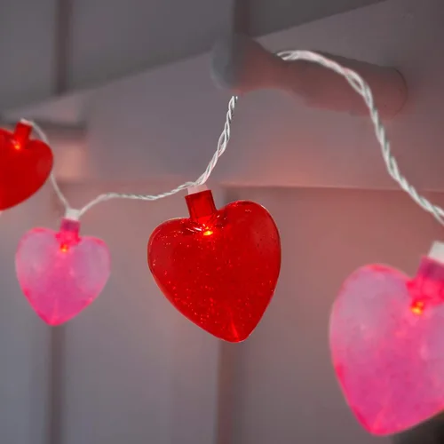 Vista 17 de Cadena de luces de corazón de San Valentín de 8.5 pies con 10 luces de hadas de corazón, decoraciones del día de San Valentín, luces de cadena
