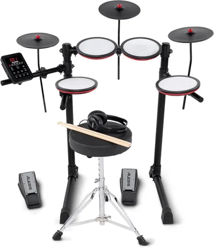 Vista 11 de Alesis Turbo Max Set de Batería Eléctrica con Almohadillas de Malla Silenciosas de 8", Lecciones, Bluetooth y Accesorios, Plegable
