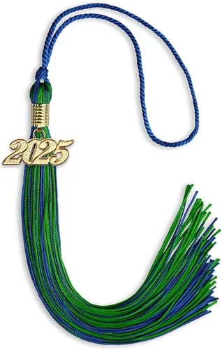 Vista 267 de Endea Graduation - Borla de doble color mixto con fecha dorada (negro/dorado antiguo, 2021)