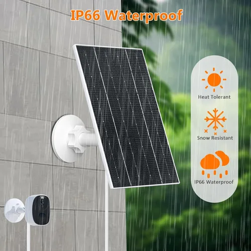 Vista 6 de Zivif Panel solar para cámara al aire libre, cargador de panel solar USB de 5 V compatible con cámara de batería recargable, cable de 9.8 pies, IP66