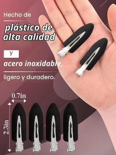 Vista 6 de 8 pinzas para el cabello sin arrugas para mujer, accesorios de maquillaje Negro