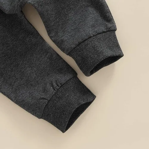 Vista 7 de VISGOGO Conjunto de ropa de otoño e invierno para bebé niño, sudadera de manga larga con estampado de letras + pantalones, 2 piezas
