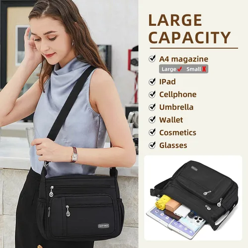 Vista 6 de Crossbody Bag for Women,Multi Pockets Cross Body Purses for Women, Ladies Shoulder Bag, Travel Purses and Handbags