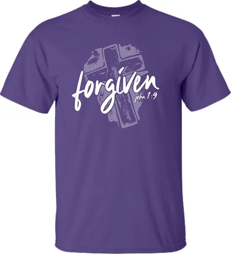 Vista 4 de Go All Out Camiseta de regalo cristiano con versículo bíblico Forgiven John 19 para adultos
