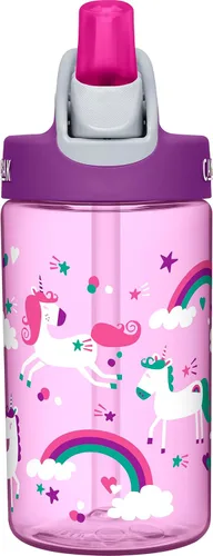 Vista 2 de CamelBak Eddy Kids Big Bite Valve - Botella de agua con pajilla, unicornios, 12 onzas