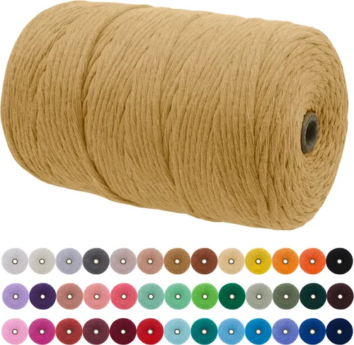 Vista 50 de JeogYong Cordón de macramé de un solo hilo 3 mm x 109 yardas (328 pies) Cuerda de algodón suave Hilo de macramé de 3 mm, suministros de macramé