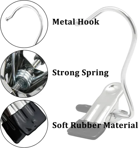 Vista 6 de FuninCrea Clips para ganchos de lavandería, 5 piezas de acero inoxidable antideslizantes para botas de lavandería, clips portátiles resistentes