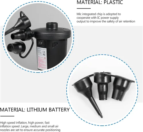 Vista 6 de Sosoport Bomba de aire eléctrica portátil recargable por USB, inflador compacto para flotadores de piscina, colchones de aire, inflado rápido