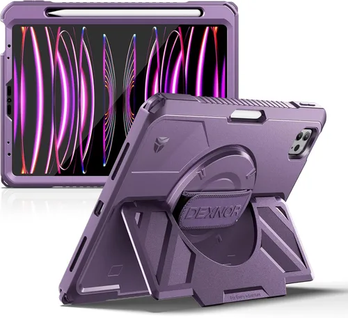 Vista 15 de Dexnor Funda para iPad mini 7 (A17 Pro) 2024/mini 6 2021 de 8.3 pulgadas, funda protectora resistente con correa de mano giratoria de 360° y soporte