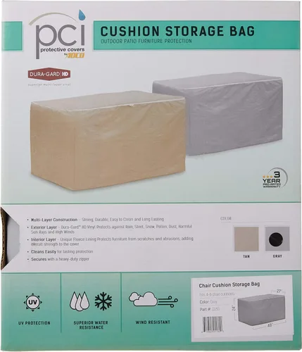 Vista 4 de Protective Covers Bolsa de almacenamiento pequeña resistente a la intemperie para cojines de silla, color marrón Beige Bronceado