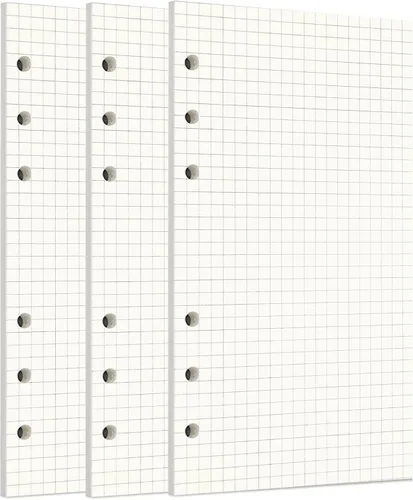 Vista 94 de Zelten 1 paquete A5 de 80 hojas/160 páginas 4 en 1 rayado cuadrado punteado en blanco hojas sueltas perforadas papel de repuesto de papel