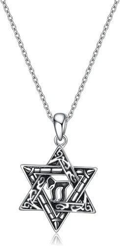 Vista 69 de YFN Collar de estrella de David de plata de ley, concha de abulón, árbol de la vida, joyería judía, regalos para mujeres y hombres