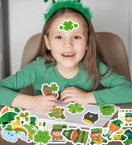Vista 5 de Decoraciones del día de San Patricio - Pegatinas del día de San Patricio para niños - Accesorios del día de San Patricio, regalos de trébol