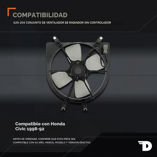 Vista 2 de Dorman 620-204 Conjunto de ventilador de refrigeración del motor