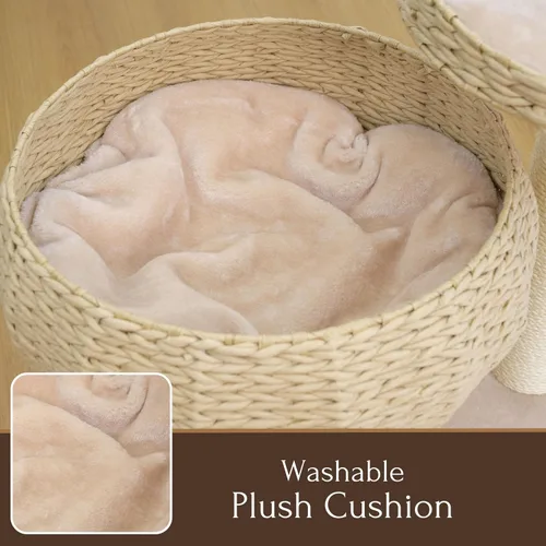 Vista 8 de PetPals tazón de cuerda de papel color natural con posadero para gato Beige Marrón