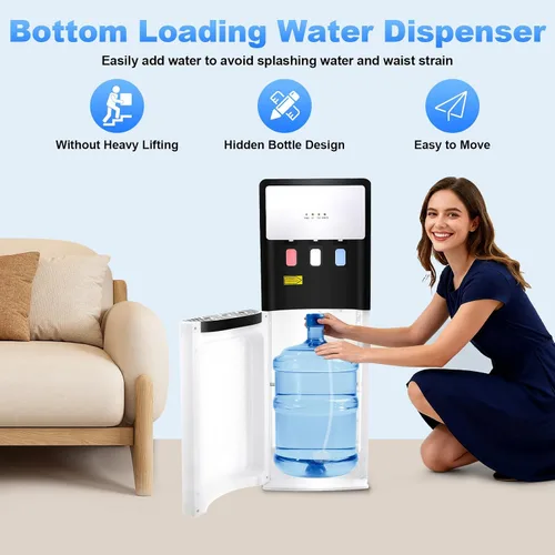 Vista 9 de Dispensador de agua de carga inferior para botella de 5 galones, 36.41 pulgadas de alto 3 Temperature Settings Water Cooler Dispenser, Hot & Cold