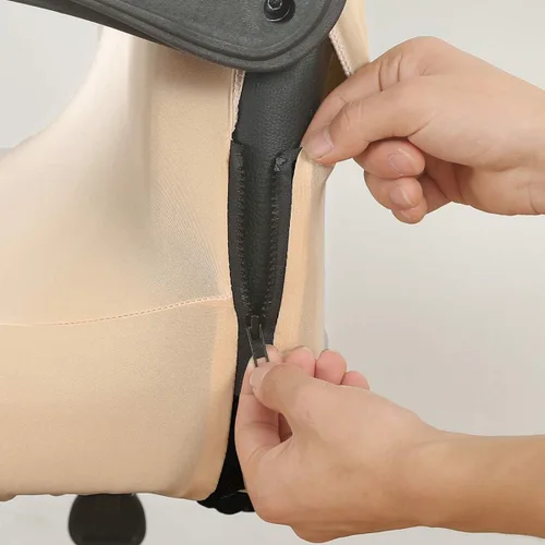 Vista 5 de Fundas elásticas para sillas de oficina, extraíbles y lavables, antipolvo, de elastano, fundas protectoras para sillas giratorias universales, Beige