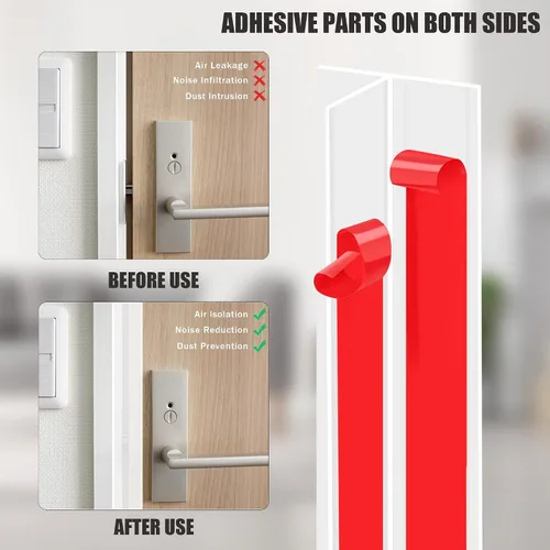 Vista 4 de TAROSE Tapón de puerta en forma de T de 20 pies, cinta de sellado de silicona para puertas y ventanas, color blanco, 1.38 pulgadas de ancho