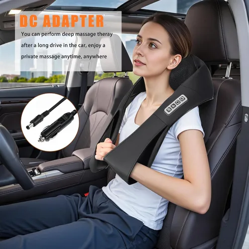 Vista 4 de Shiatsu masajeador de espalda, hombros y cuello con calor, amasado eléctrico 4D para aliviar los tejidos profundos, regalos ideales para mujeres