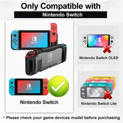 Vista 8 de PiMivco Dockable Case for Nintendo Switch 2017,Protective Case Compatible for Nintendo Switch and Joy-Con Controller ,TPU Grip Cover with