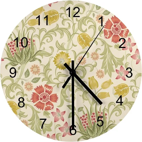 Vista 10 de Reloj de Pared de Flores Silencioso Sin Tictac Operado por Batería, Caricatura de los 70s Linda Flor Abstracta Pastel Margarita Reloj Floral
